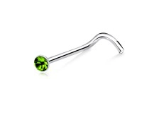 1.4mm Stone Silver Curved Nose Stud NSKB-54